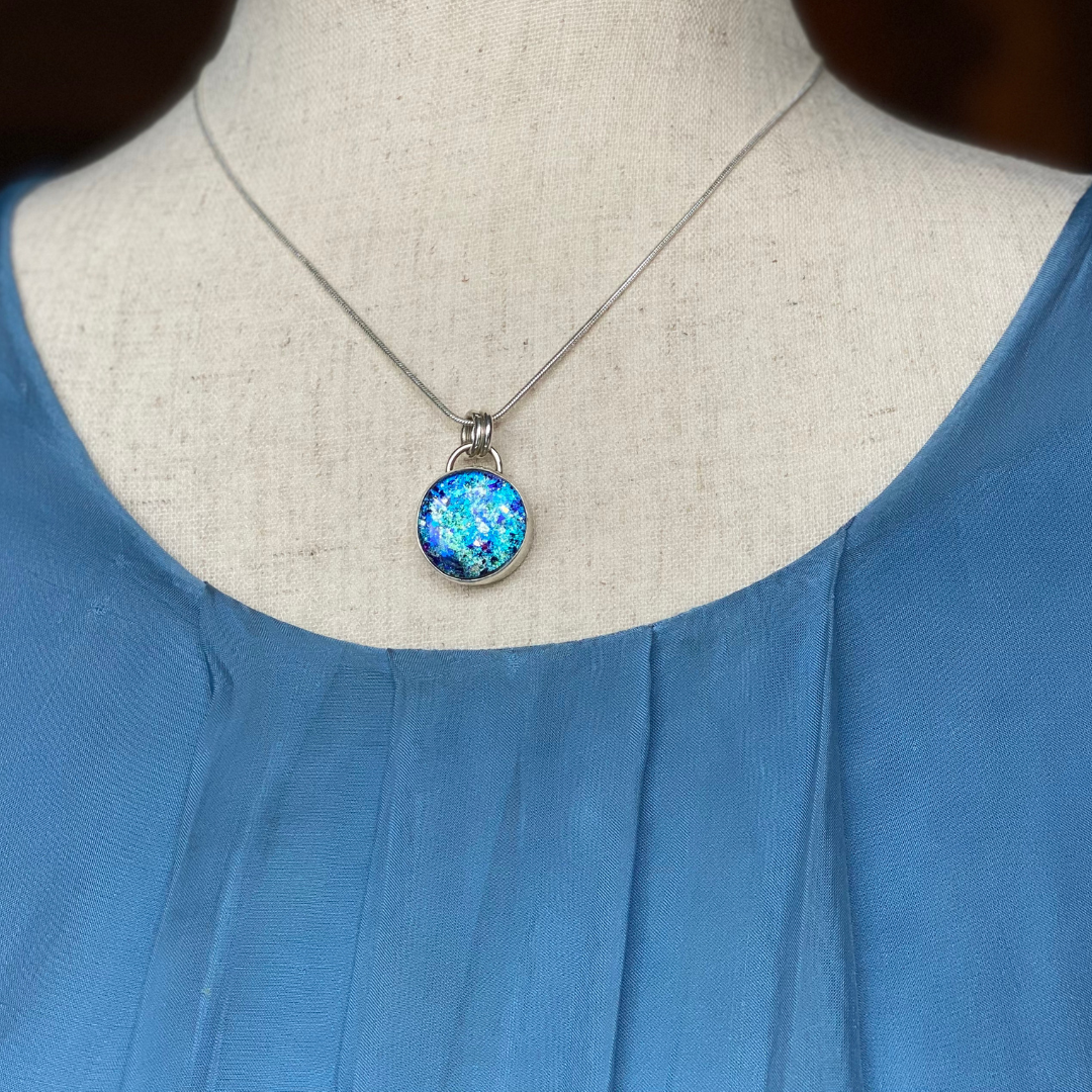 Blue Petite Dazzle Pendant Necklace