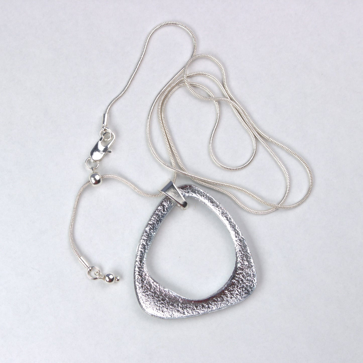 Silver Bling Organic Hoop Pendant Necklace