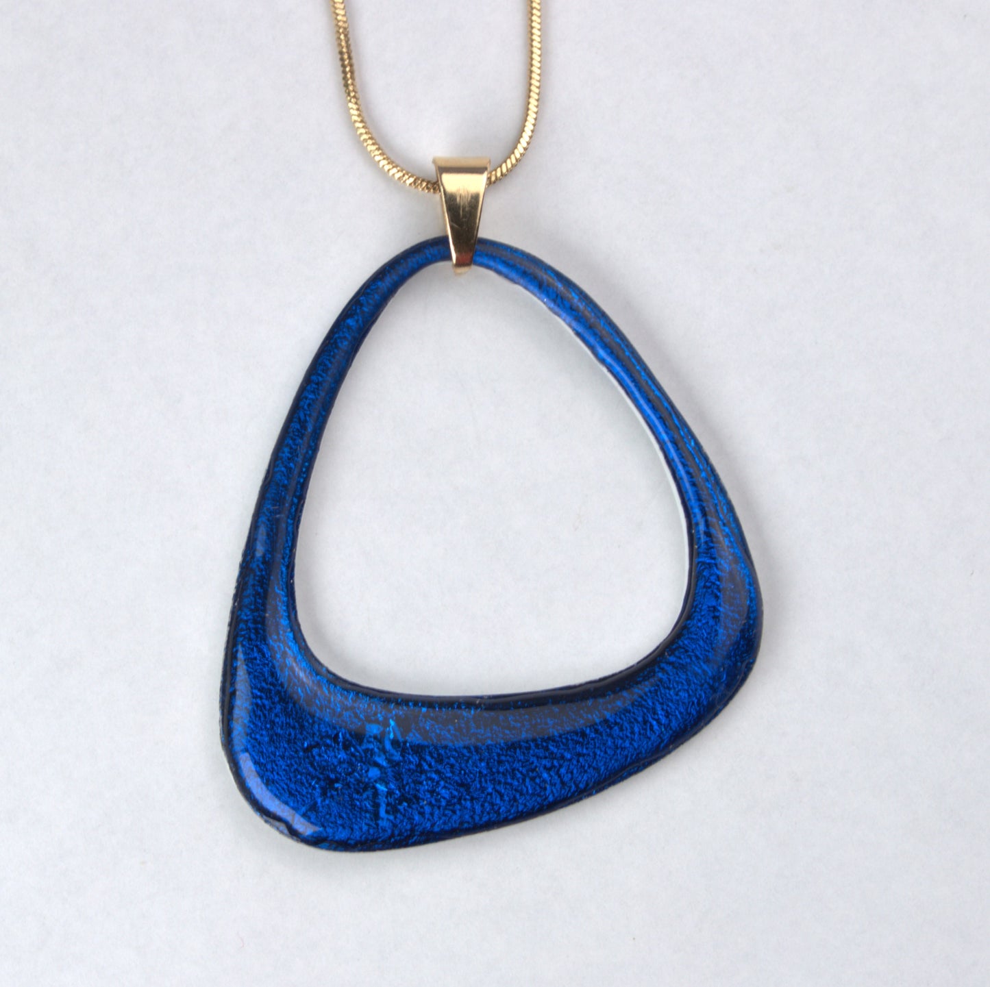 Blue Bling Organic Hoop Pendant Necklace