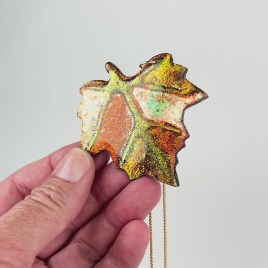 Autumn Maple Leaf Dazzle Pendant Necklace