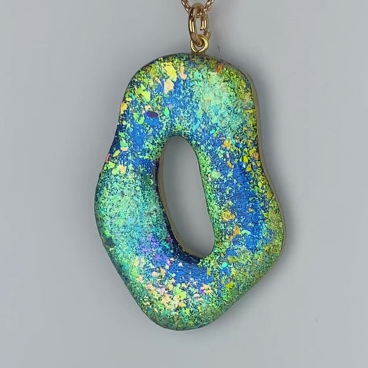 Blue and Green Dazzle Pendant Necklace