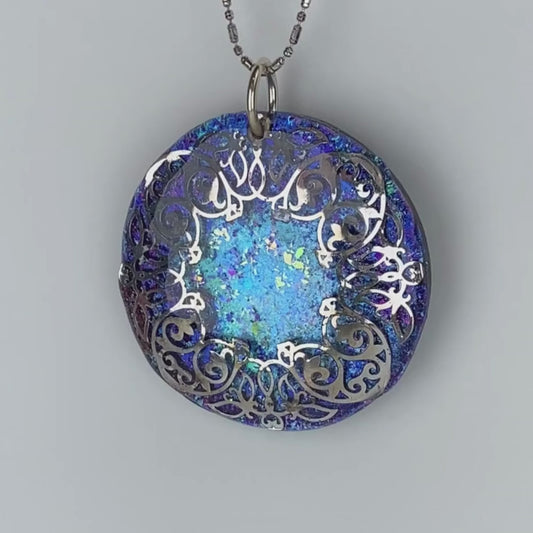 Blue and Purple Dazzle  Pendant Necklace