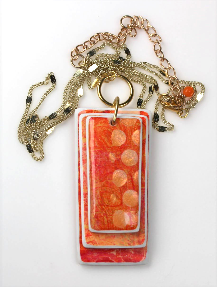 Orange Glowing Bubbles Pendant Necklace