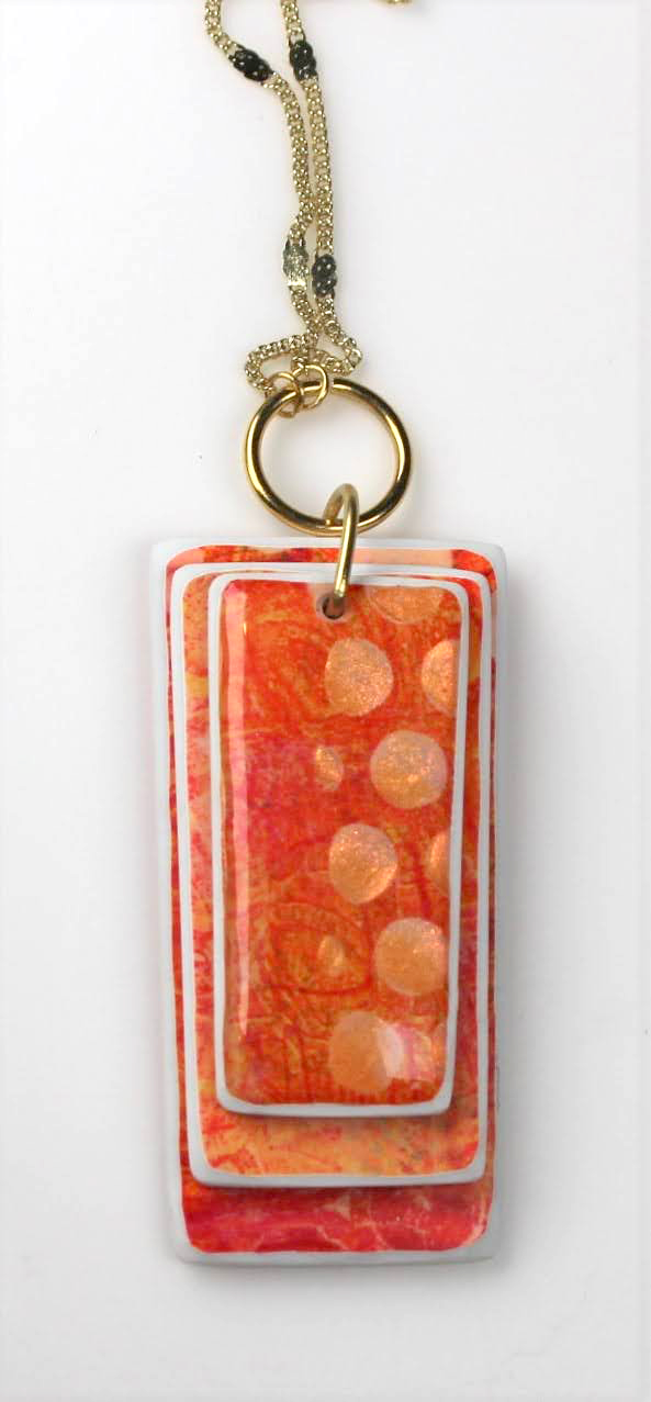 Orange Glowing Bubbles Pendant Necklace