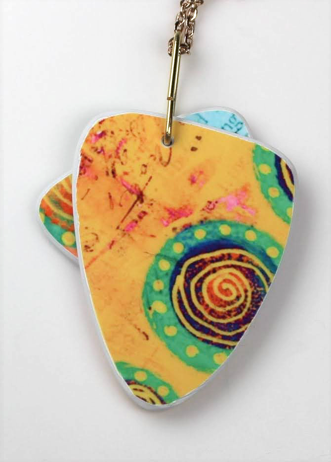 Boho Bright Yellow, Pink, Swirl Reversible Necklace