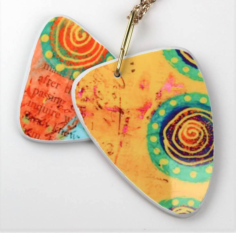 Boho Bright Yellow, Pink, Swirl Reversible Necklace