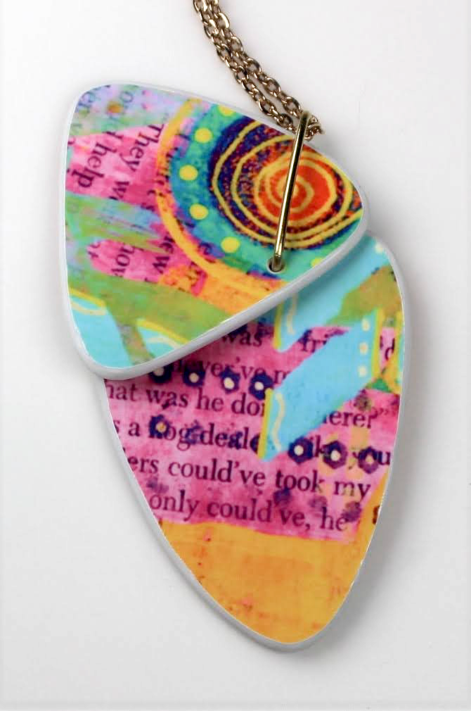 Boho Bright Yellow, Pink, Swirl Reversible Necklace