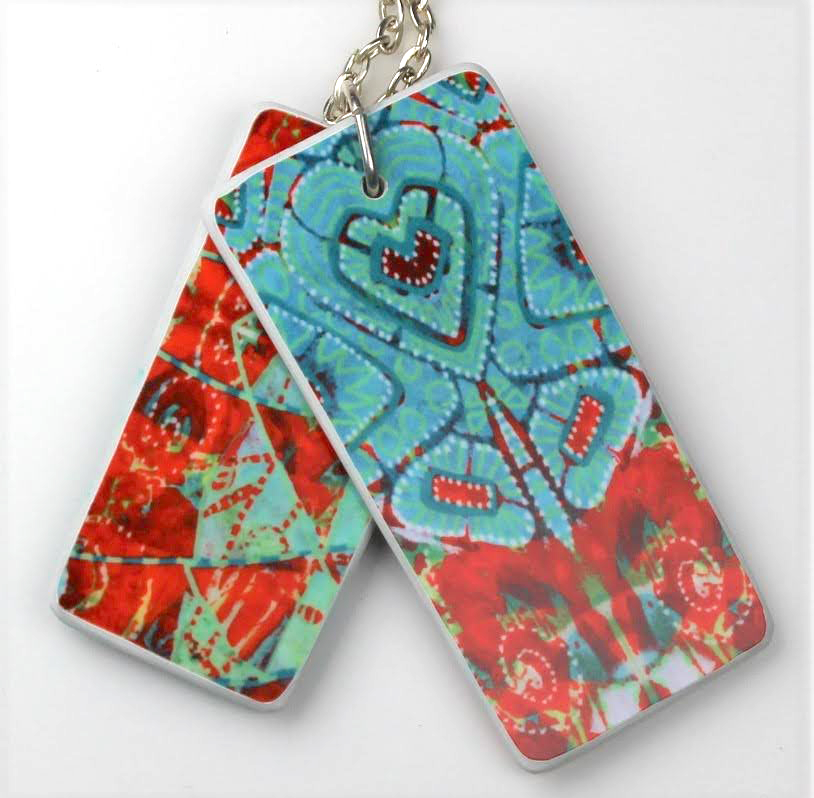 Teal and Red Pendant Necklace