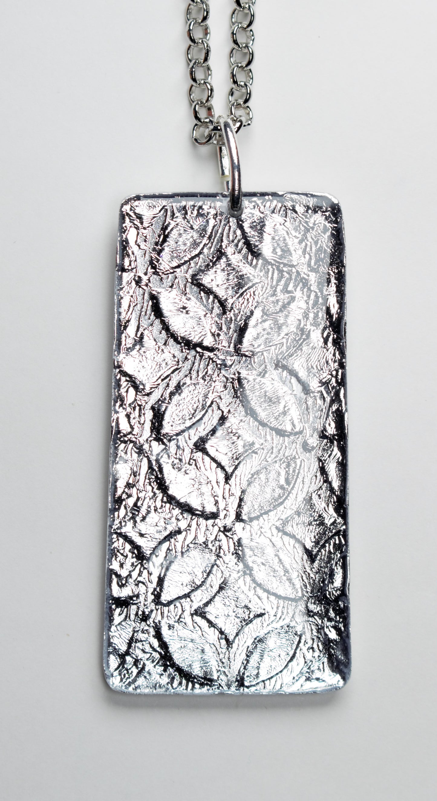 Silver Bling Kimono Print Pendant Necklace