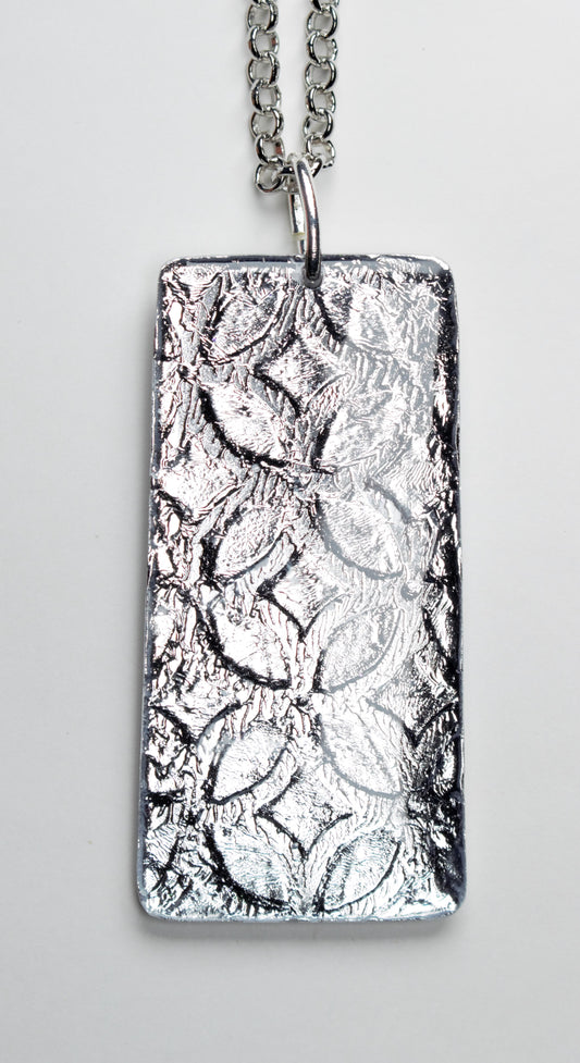 Silver Bling Kimono Print Pendant Necklace