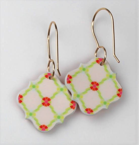 Flower Tile Dangle Earrings