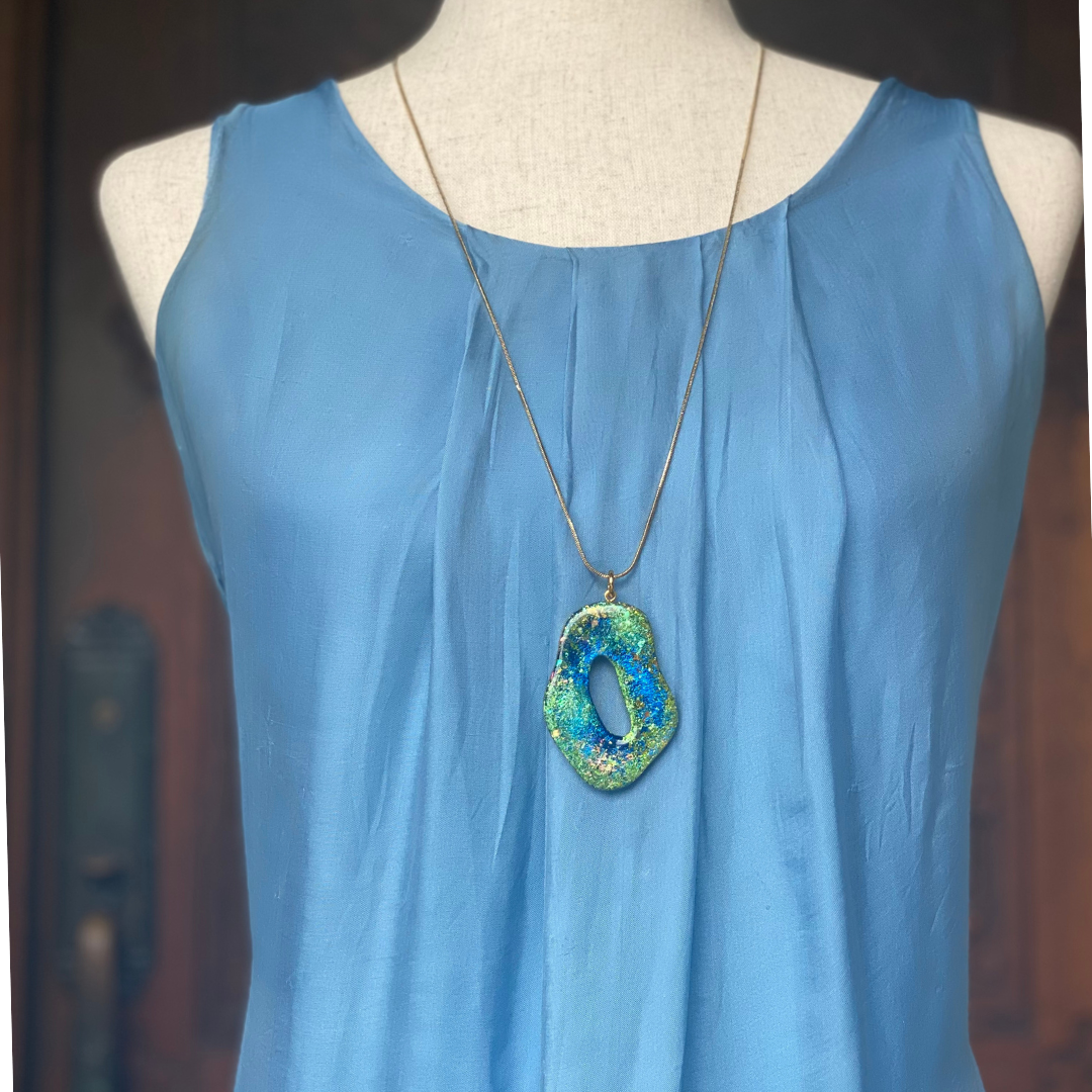 Blue and Green Dazzle Pendant Necklace