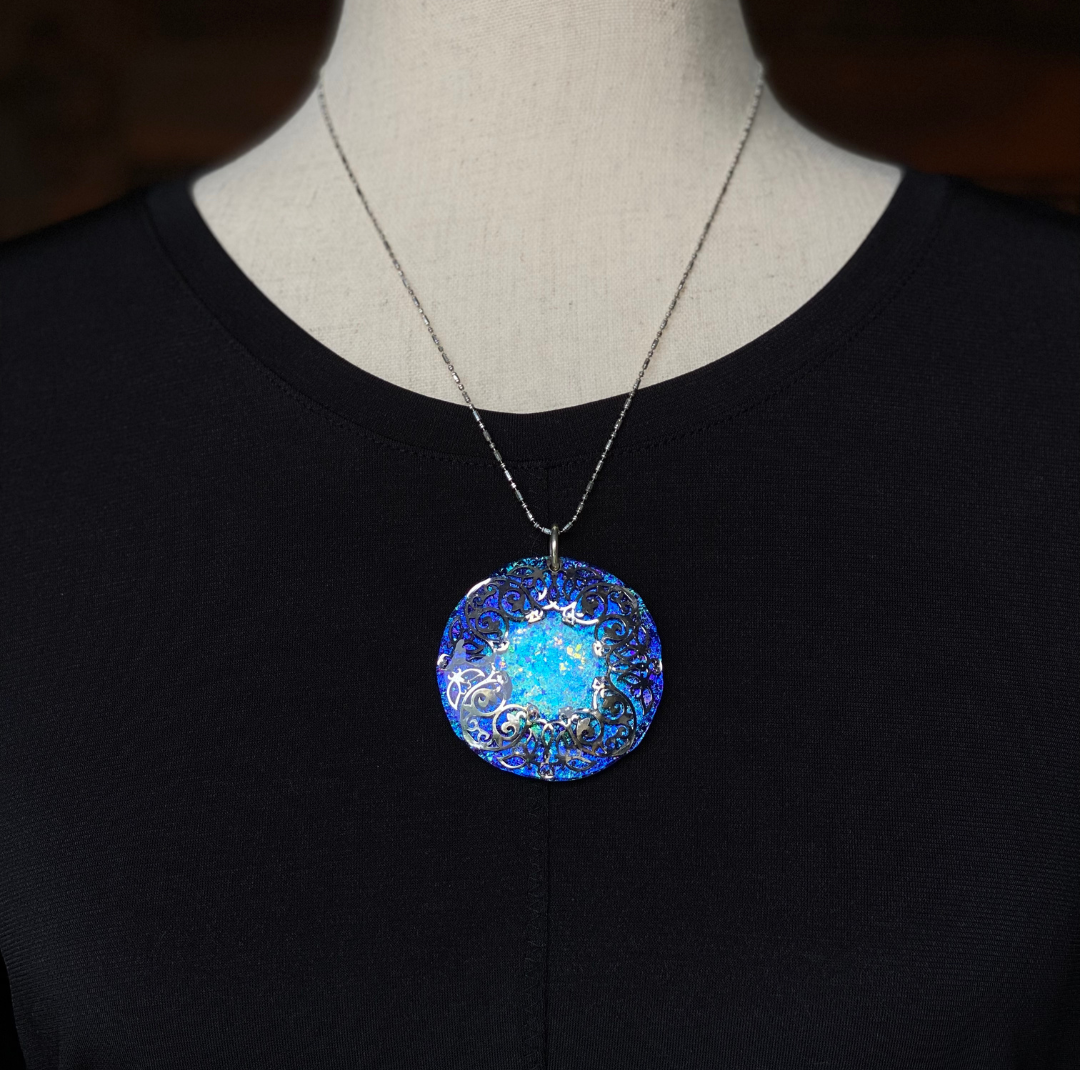 Blue and Purple Dazzle  Pendant Necklace