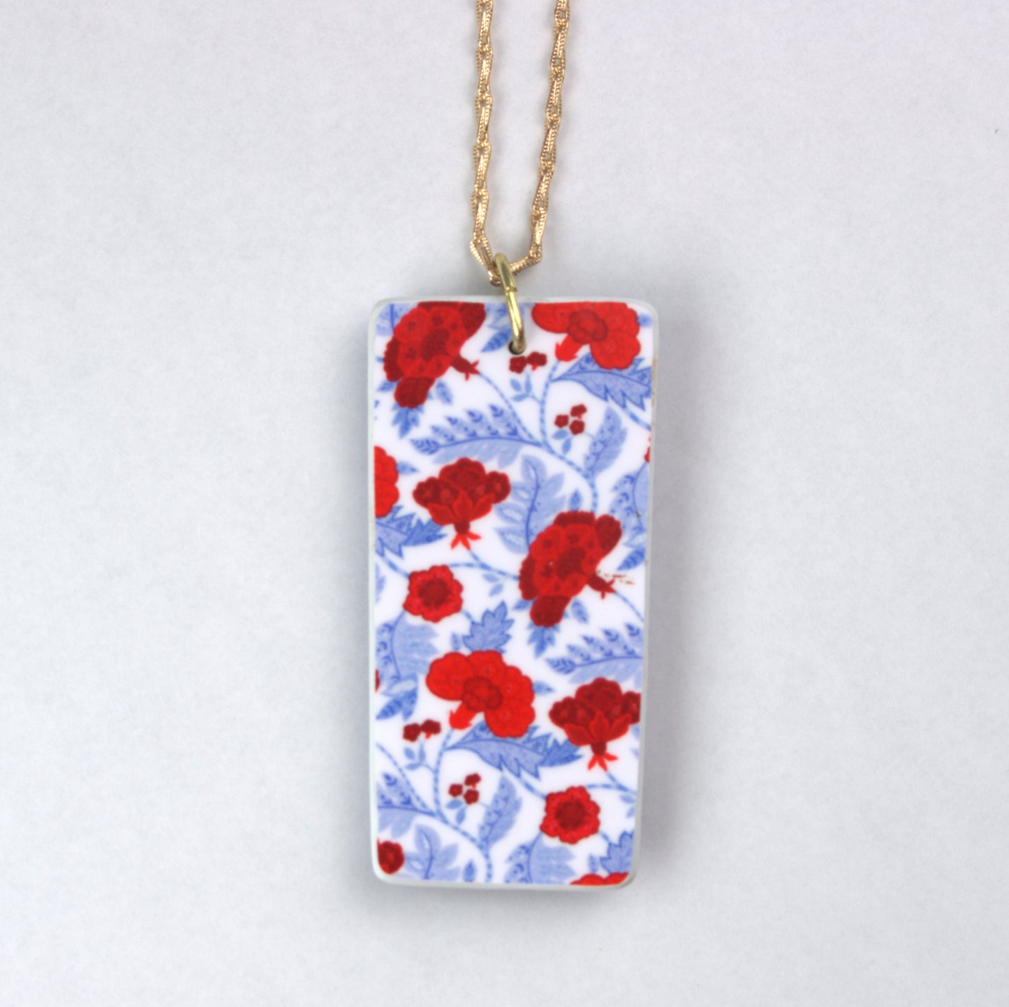 Red, White, and Blue Rectanglular Two-Layer Necklace