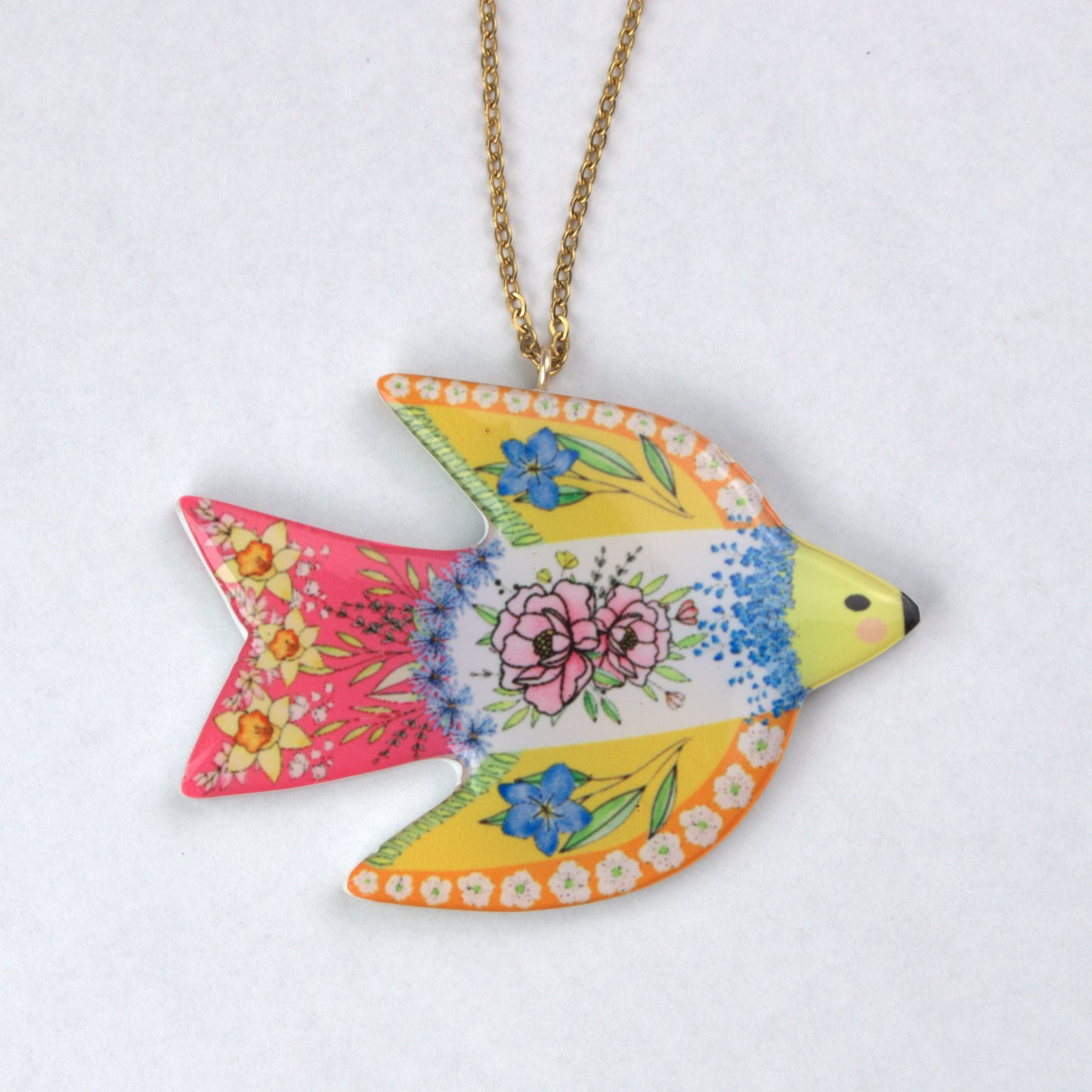 Mexican Folk Art Dove Pendant Necklace