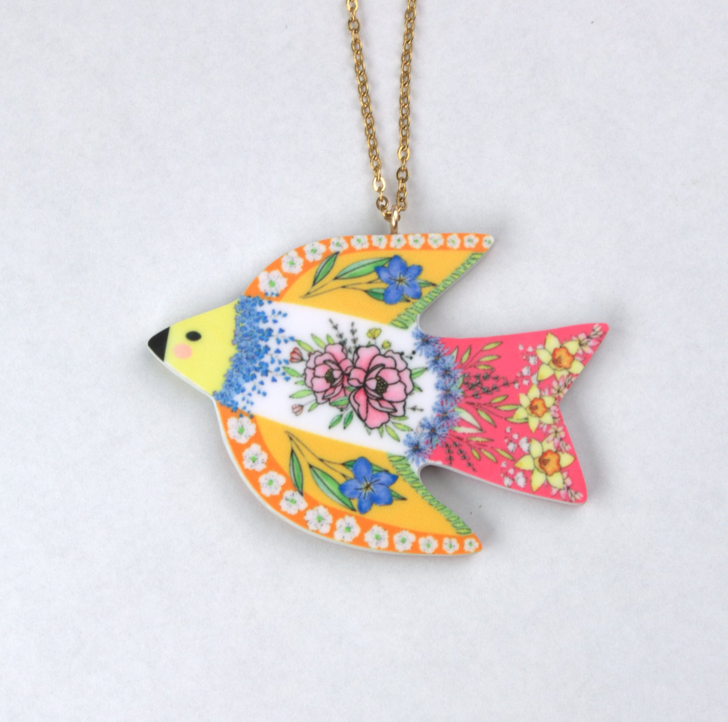 Mexican Folk Art Dove Pendant Necklace