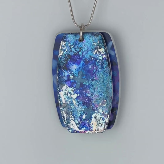 Blue Dazzle X-Print Two Layer Pendant Necklace