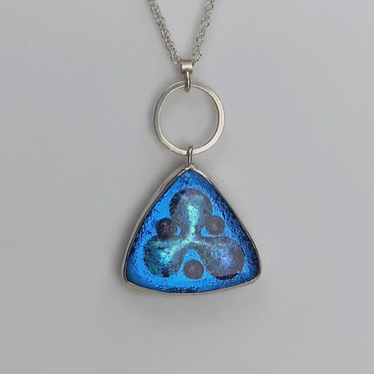 Blue, Purple, and Silver Dazzle Triangle Pendant Necklace