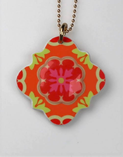 Bright Flowers Tile Reversible Necklace