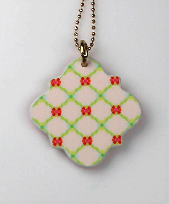 Bright Flowers Tile Reversible Necklace